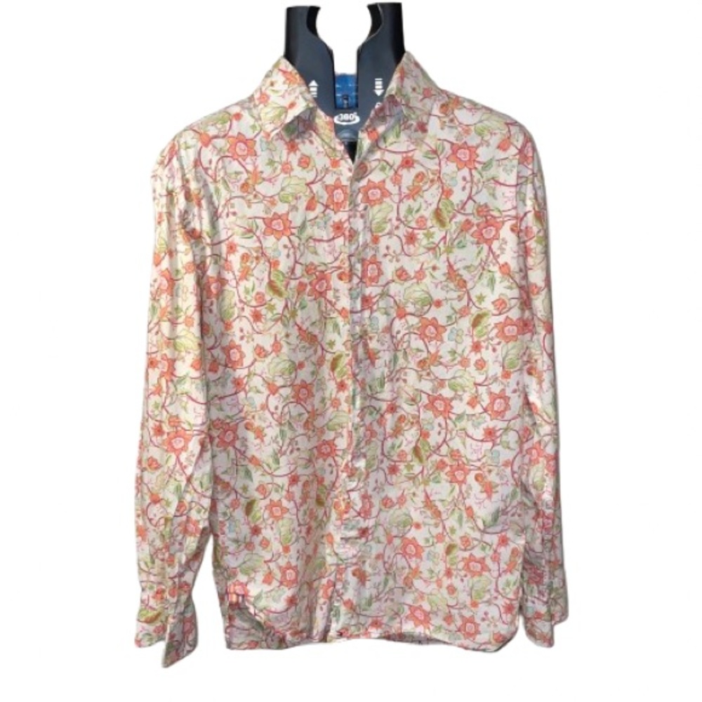 Vintage  Tommy Hilfiger Men Medium Floral Print Button Down Long Sleeve Shirt